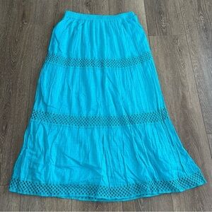 St John’s Bay Turquoise Hippi Boho Coastal grandma Tropical Beach Skirt Size M